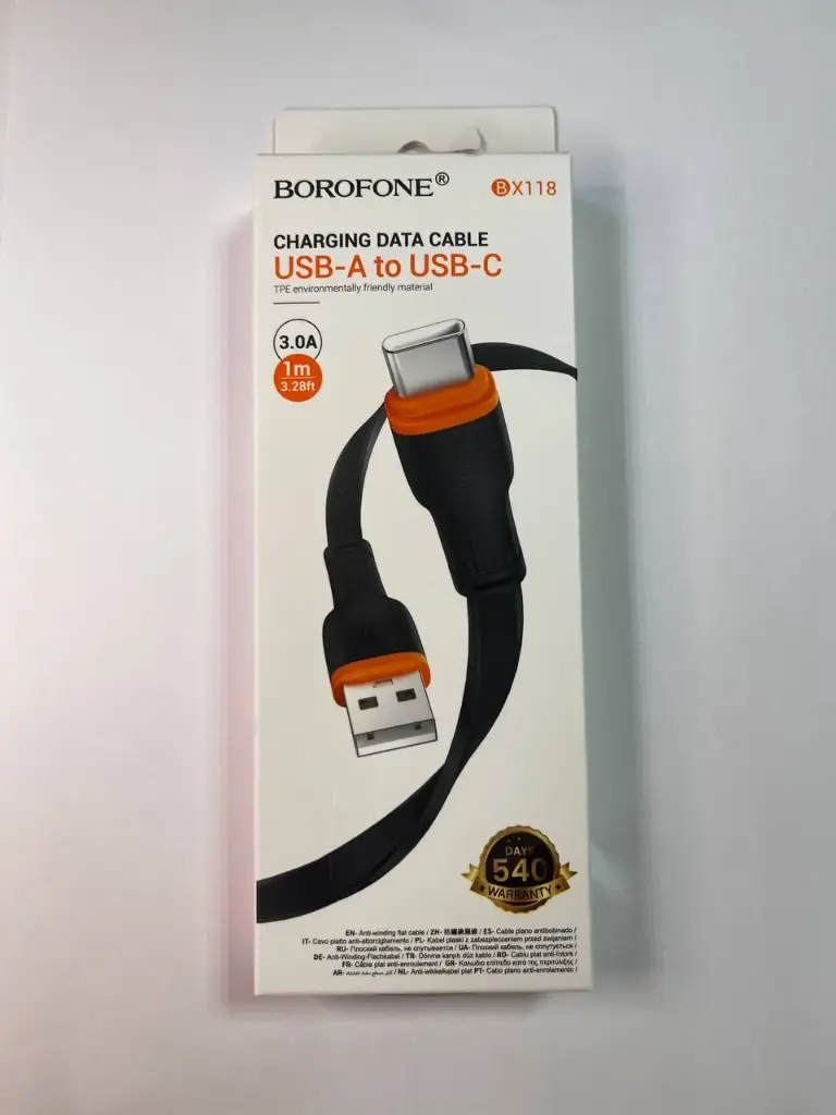 Кабель USB-A to USB-C Borofone Data cable BX118 3.0A, 1m Черный