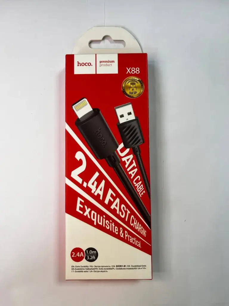 Кабель USB - Lightning Hoco X88 (2.4А) Черный 