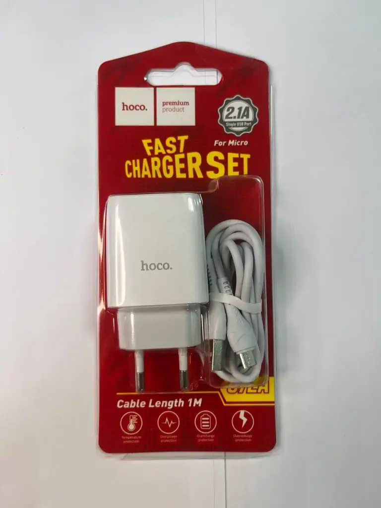 Сетевое зарядное устройство USB Hoco C72A (10.5W, кабель MicroUSB) Белый 