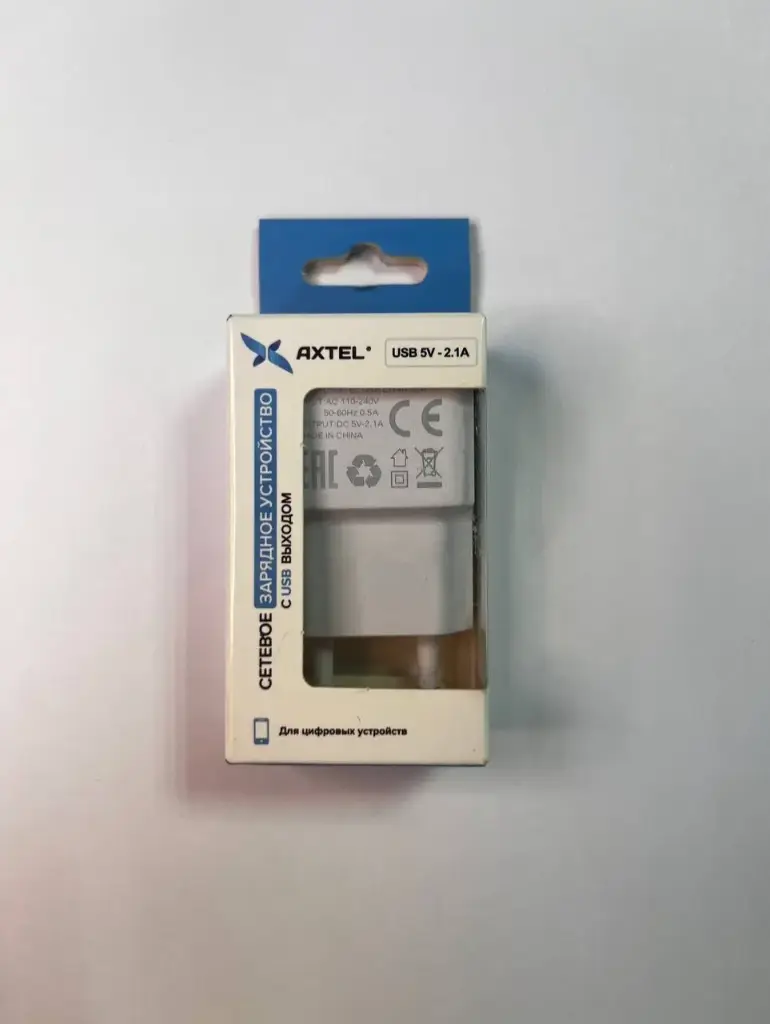 Сетевое зарядное устройство AXTEL 5V/2.1A 