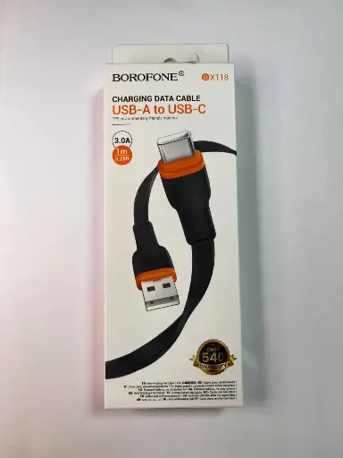 Кабель USB-A to USB-C Borofone Data cable BX118 3.0A, 1m Черный