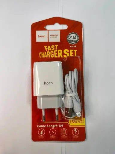 Сетевое зарядное устройство USB Hoco C72A (10.5W, кабель Lightning) Белый