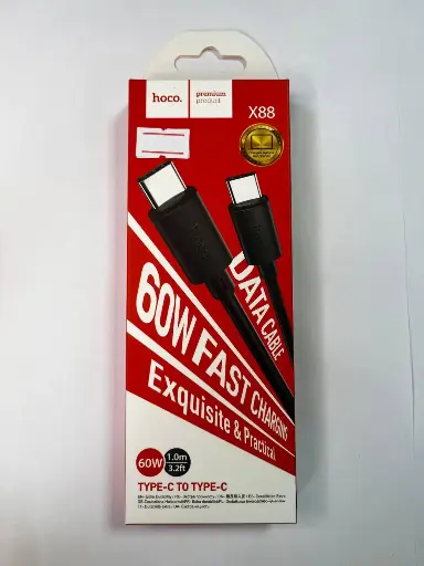 Кабель Type-C - Type-C Hoco X88 (5A, 60W) Черный
